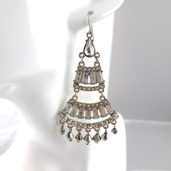 Art Deco Crystal Dangle Earrings - Picture 2 of 2